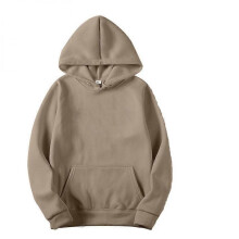 (4XL,15 Camel)Solid color light version sweatshirt European size hip-hop men and women autumn and winter all-match plus velvet hoodie W