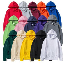 (M,Brown)Solid color light version sweatshirt European size hip-hop men and women autumn and winter all-match plus velvet hoodie W