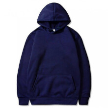 (XXL,5 navy blue)Solid color light version sweatshirt European size hip-hop men and women autumn and winter all-match plus velvet hoodie W