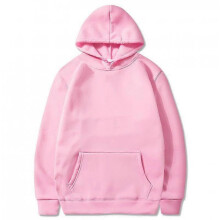 (XXL,4 Pink)Solid color light version sweatshirt European size hip-hop men and women autumn and winter all-match plus velvet hoodie W