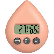 (Orange) Cute Electronic Thermometer Hygrometer Monitor Indoor Small Room Thermometer Gauge for Home Room