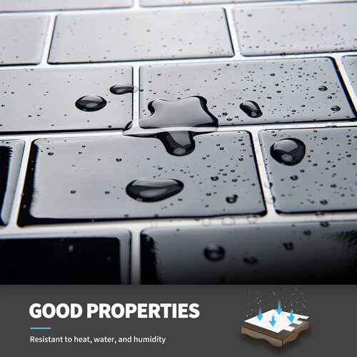 Πλακάκια Backsplash Peel And Stick για Κουζίνα και Μπάνιο, Λαμπερά Μαύρα Πλακάκια Premium Peel And 2