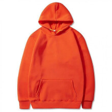 (4XL,7 Orange)Solid color light version sweatshirt European size hip-hop men and women autumn and winter all-match plus velvet hoodie W
