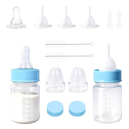 Animal Feeding Bottle Includes Replaceable Nipples Graduated