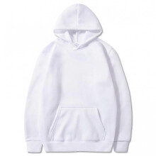 (XXXL,2 White)Solid color light version sweatshirt European size hip-hop men and women autumn and winter all-match plus velvet hoodie W