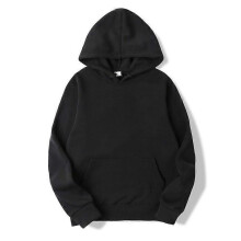 (XXL,Black)Solid color light version sweatshirt European size hip-hop men and women autumn and winter all-match plus velvet hoodie W