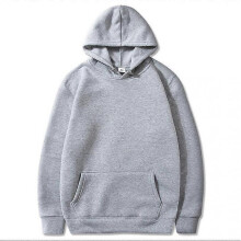 (XXL,12 light gray)Solid color light version sweatshirt European size hip-hop men and women autumn and winter all-match plus velvet hoodie W