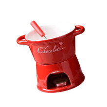 Ceramic Melting Pot For Chocolate Cheese-Red T shaped model