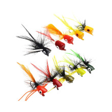 10 x Fly Fishing Popper Lure Assortment Salmon Fly Fishing LureSport, Bait, Feed  Flies! Ref: 4811
