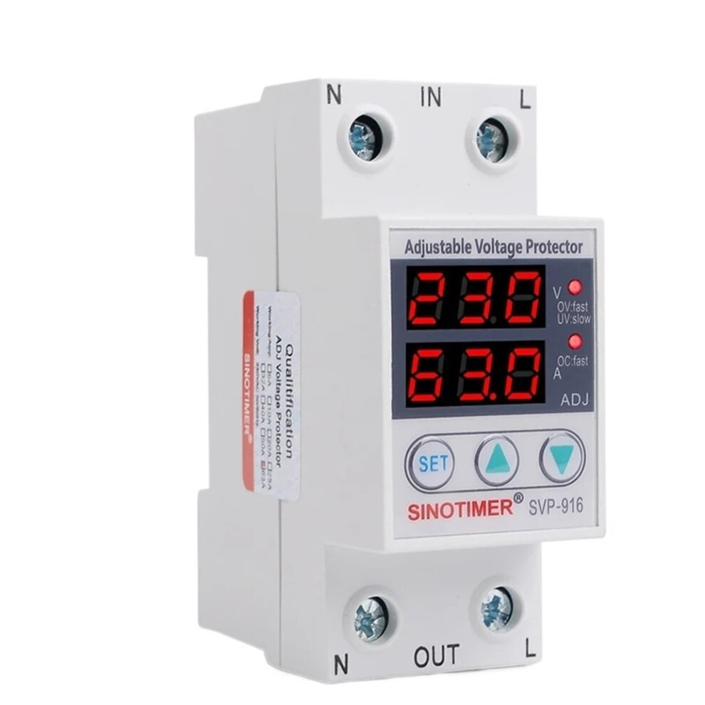 Dual Display Over Under Voltage Relay Protection 220V 63A 40A Din Rail 9365049159692