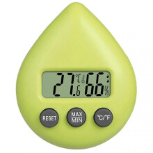 (Yellow-green) Cute Electronic Thermometer Hygrometer Monitor Indoor Small Room Thermometer Gauge for Home Room