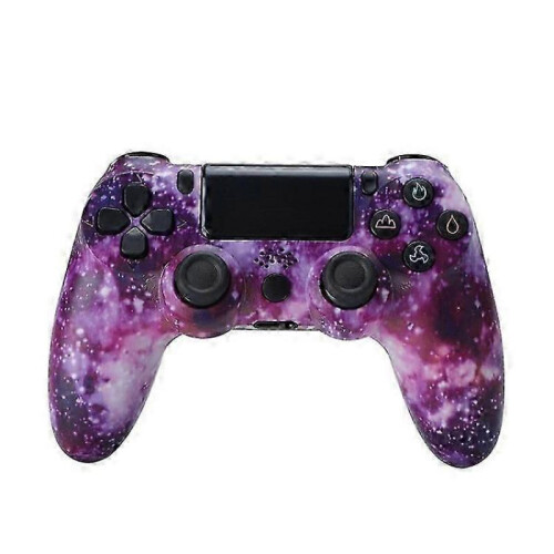 (White Crack, Purple) For PS4 Wireless Bluetooth-compatible Gaming Controller Dual Vibration Gamepad with Speaker and Head