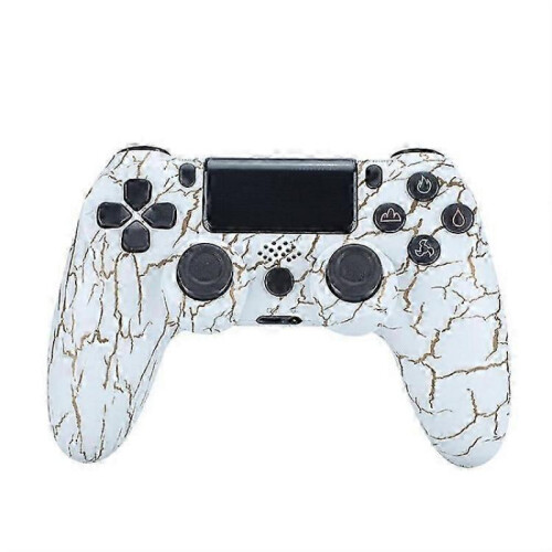 (Wood Grain, White) For PS4 Wireless Bluetooth-compatible Gaming Controller Dual Vibration Gamepad with Speaker and Head
