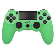 (Wood Grain, Green) For PS4 Wireless Bluetooth-compatible Gaming Controller Dual Vibration Gamepad with Speaker and Head