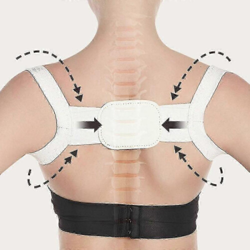 (M, Black) Adjustable therapy posture corrector shoulder support back brace posture correction back support shoulder belt massager tool VCNMR 1
