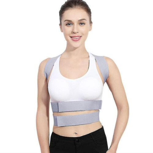 (L, Gray) Hunchback Posture Corrector Adjustable Back Support Body Brace Lumbar Shoulder Support Belt-i 1
