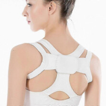 (M, White) Adjustable therapy posture corrector shoulder support back brace posture correction back support shoulder belt massager tool VCNMR