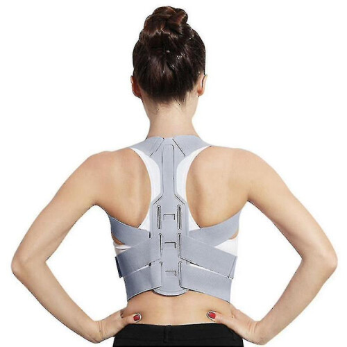(S, Gray) Hunchback Posture Corrector Adjustable Back Support Body Brace Lumbar Shoulder Support Belt-i 2