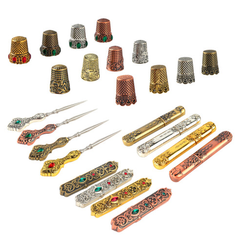 Vintage Look Needle Organizers-red ancient Drill retro thimble 1