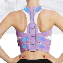 (L, Purple) Hunchback Posture Corrector Adjustable Back Support Body Brace Lumbar Shoulder Support Belt-i