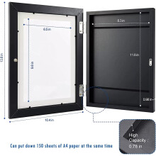 Elegant Artwork Display Solution, Magnetic Closure Kids Artwork Frames Black Acrylic Glass for Safe Art Craft Storage, Hanging Wall Decor with