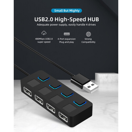 Κόμβος δεδομένων 4 θυρών USB 2.0 με προηγμένη προστασία τσιπ, ενδεικτικές λυχνίες LED 1