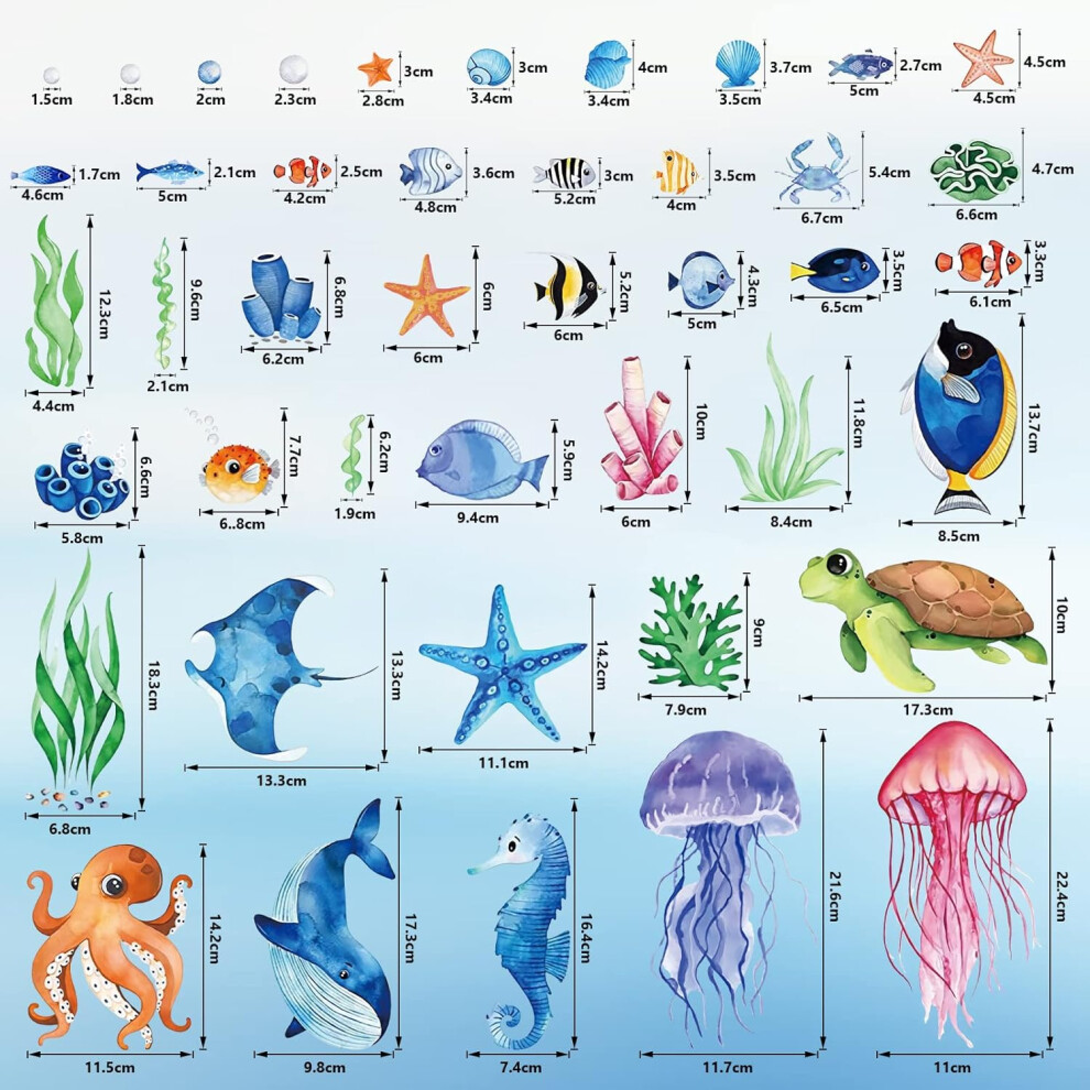 Wall Decals Under The Sea, Glow In The Dark Sea Life Animals Wall Stickers Luminous Waterproof Peel And Stick Design For Kids Bedroom Decor,