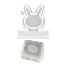 Rabbit Candle Holder Mold Flower Resin Mold for Candle-D