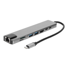 Inovativní USB hub pro vysokou účinnost, adaptér 8 v 1 s HDMI, napájením a čtečkou karet pro bezproblémové připojení, okamžitě