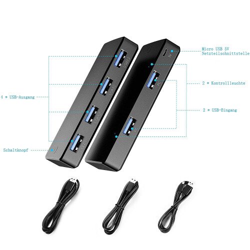 Κουτί διακόπτη 2In4Out Usb3.0Share, φορητός διακόπτης κοινής χρήσης περιφερειακής εξόδου 2