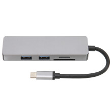 Hub multifuncional para laptop, design fino e portátil, hub USB-C com leitor de cartão SD, transferência de dados super-rápida para PCs e Macs