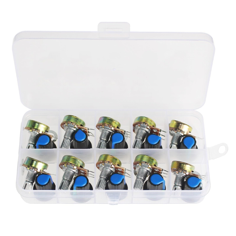 Linear Potentiometer Knob, 50 Pieces/Box Wh148 15Mm 3Pin 1K1m With Blue Knob Cap(20K Ohm) 9365049160858