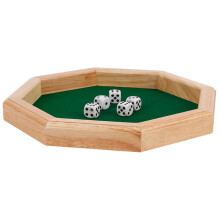Wooden dice funny octagonalshaped heavy natural wood dice rolling tray with base for table games, tray for rolling