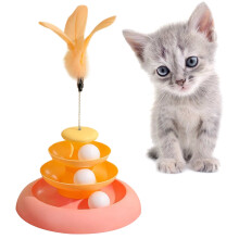 Chats plume jouet rouleau piste chats tour jouet-orange