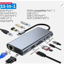 Adattatore per display Ultra HD 4K per laptop, docking station con hub USB C multiporta, design portatile per un facile trasporto, supporto per