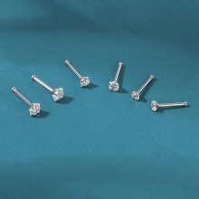 Nasenpiercing-Stecker aus Chirurgenstahl mit Zirkonia für Damen und Herren, hypoallergene L-förmige Nasenpiercing-Stecker