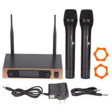 Set di microfoni wireless UHF a lungo raggio con scansione automatica delle frequenze selezionabili, microfono dinamico con struttura in metallo,