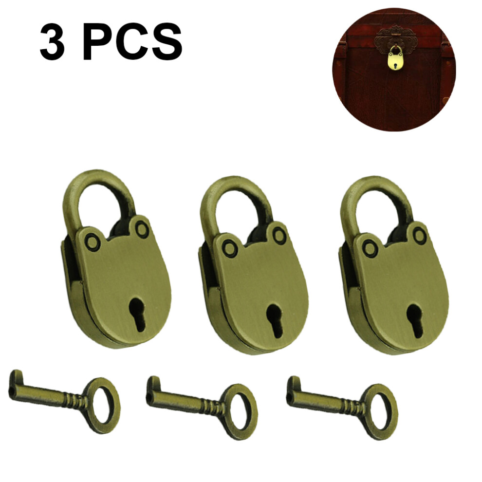 Retro Styling Padlock, Vintage Mini Bear Head Key Lock, Archaize Padlocks, High-Quality Zinc Alloy, For Craft Diary, 3 Pack 9554910071472
