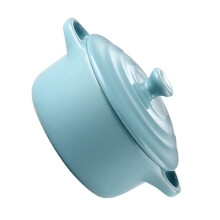 230 ml Double Handle Ceramic Pot with Lid for Microwave and Oven Ideal for Soups and Stews Bright Blue Tones for Home Kitchen Ref: 4822