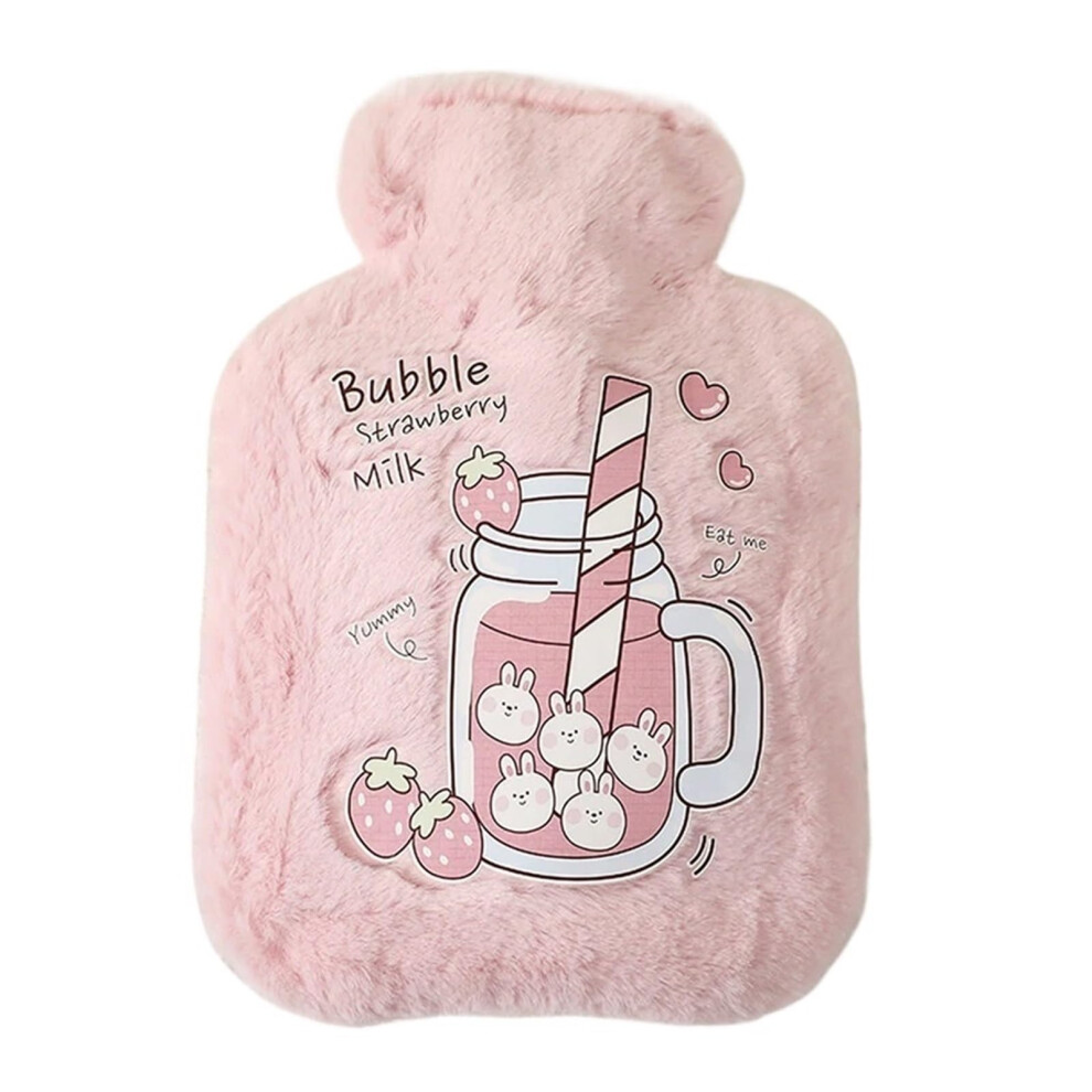 Cartoon Plush Rabbit Bear Hot Water Bottle Water Filling Velvet Small Portable Student Hand Warmer Cute Warm Water Bag (B)