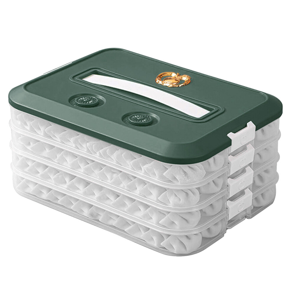 Food Containers Holder With Lid Refrigerator Froze-Green 4-Tier 7732000383441
