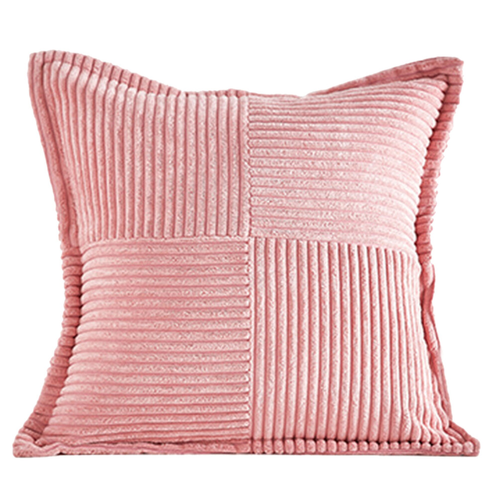 Corduroy Pillow Cover Square Throw Pillowcase Solid Color- Pink