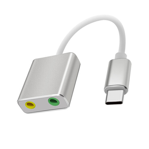 USB External Stereo Sound Card USB Sound Adapter-Silver Type C