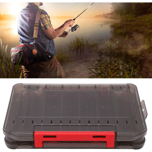 Doublesided bait box, portable handledesign plastic organizer with ventilation Gray 1