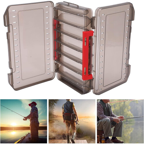 Doublesided bait box, portable handledesign plastic organizer with ventilation Gray 2