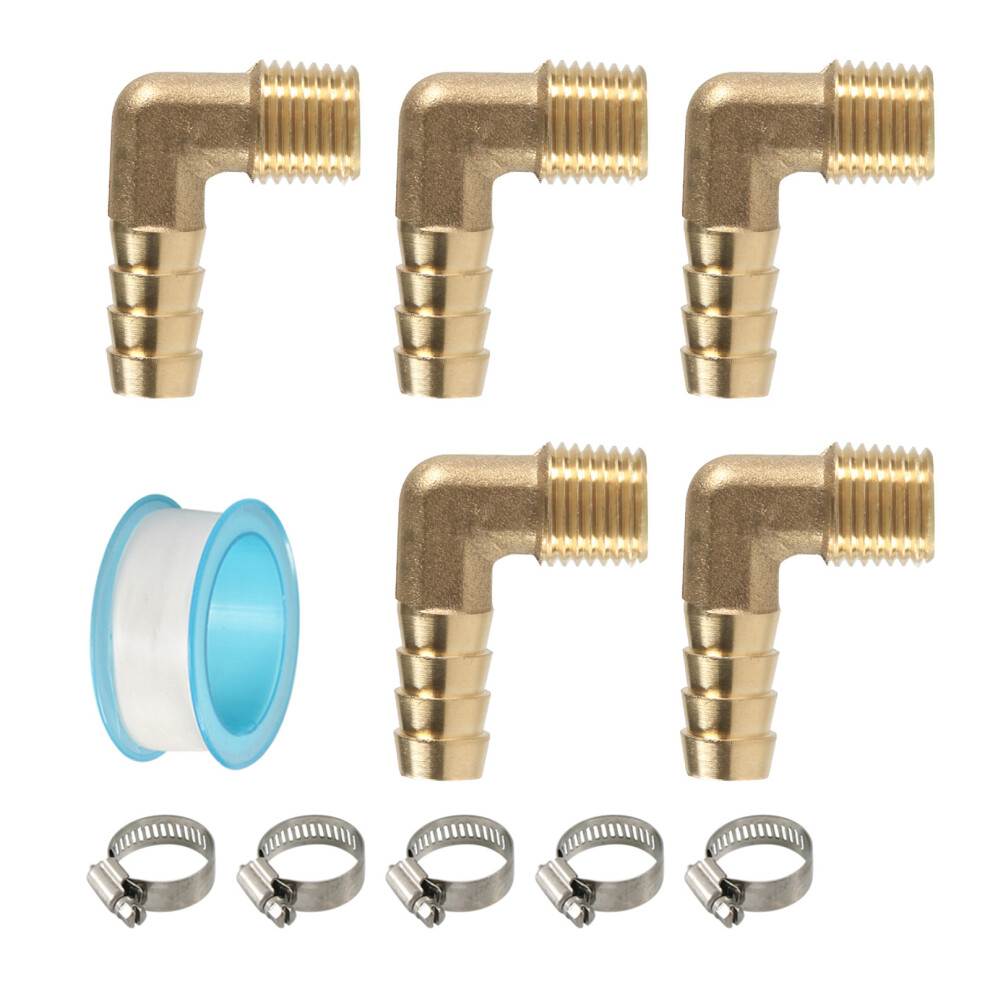 5Pcs Hoses Barb 90Degree L-Shaped Elbow Brass Fitting-Style C 7732000382529