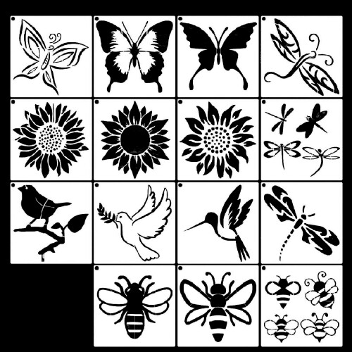 15 stuks vlinderstencils 5x5 inch herbruikbare