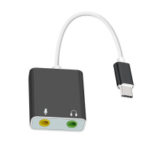 USB Sound Adapter External Stereo Sound Card with-Black Type C
