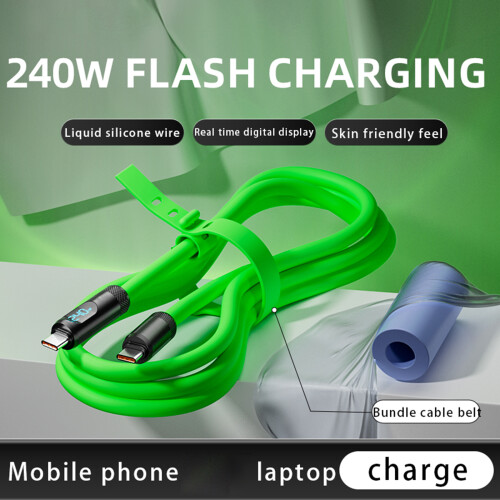 240-W-Silikon-Ladekabel mit Power-Display-Typ-C-Kabel für 1