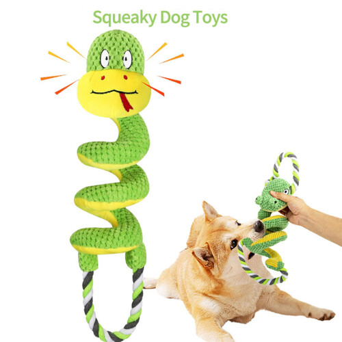 Durability Squeaker Rope Pulling Toy with Crinkle Paper Puppies 1